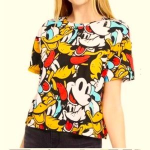 Disney Mickey Mouse Donald Duck Pluto All Over Print T-Shirt Cropped XL